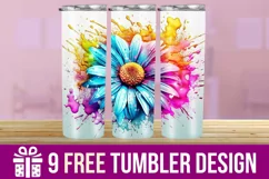 3D Floral Watercolor Splash Tumbler Wrap Designs Product Image 1