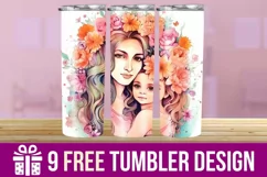 3D Mother Baby Tumbler Wrap Designs, Sublimation Design Product Image 1