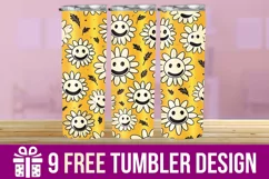 3D Daisies Flowers Tumbler Wrap Designs, Sublimation Tumbler Product Image 1