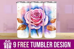 3D Cute Flowers Tumbler Wrap Designs, Sublimation Designs Product Image 1
