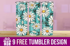 3D Daisies Flowers Tumbler Wrap Designs, Sublimation Tumbler Product Image 1