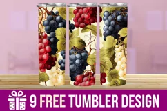 3D Grapes Tumbler Wrap Designs, Sublimation Designs Product Image 1