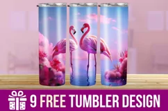 3D Cute Flamingo Tumbler Wrap Designs Product Image 1