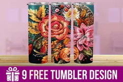 3D Cute Flowers Tumbler Wrap Designs, Sublimation Designs Product Image 1
