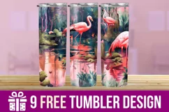 3D Cute Flamingo Tumbler Wrap Designs Product Image 1