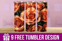 3D Cute Roses Tumbler Wrap Designs, Sublimation Designs Product Image 1