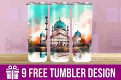 3D Mosque Tumbler Wrap Designs, Sublimation Tumbler Wraps Product Image 1