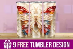 3D Butterfly Tumbler Wrap Designs, Sublimation Designs Product Image 1
