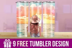 3D Beach Lady Tumbler Wrap Designs, Sublimation Designs Product Image 1