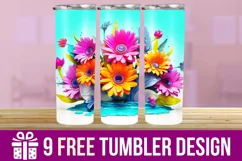 3D Floral Watercolor Splash Tumbler Wrap Designs Product Image 1