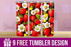 3D Strawberry Tumbler Wrap Designs, Sublimation Designs Product Image 1
