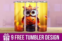 3D Halloween Owl Tumbler Wrap Designs, Sublimation Designs Product Image 1
