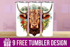 3D Highland Cow Tumbler Wrap , Sublimation Designs Product Image 1