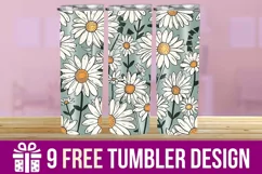 3D Daisies Flowers Tumbler Wrap Designs, Sublimation Tumbler Product Image 1