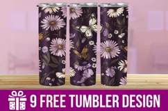 3D Daisies Flowers Tumbler Wrap Designs, Sublimation Tumbler Product Image 1