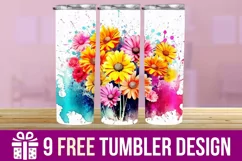 3D Sunflower Tumbler Wrap Designs, Sublimation Tumbler Wraps Product Image 1