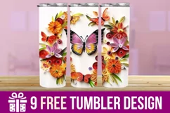 3D Butterfly Tumbler Wrap Designs, Sublimation Designs Product Image 1