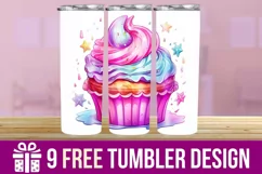 3D Cupcake Tumbler Wrap Designs, 20oz Skinny Tumbler Wraps Product Image 1