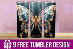 3D Butterfly Tumbler Wrap Designs, Sublimation Designs Product Image 1