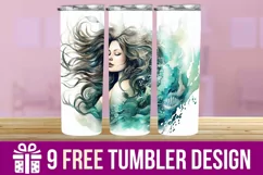 3D Floral Lady Tumbler Wrap , Sublimation Designs Product Image 1