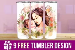 3D Mother Baby Tumbler Wrap Designs, Sublimation Design Product Image 1