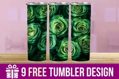 3D Cute Green Roses Tumbler Designs, Sublimation Design Product Image 1