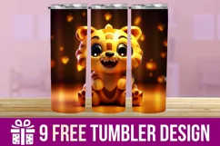 3D Halloween Tiger Tumbler Wrap Designs, Sublimation Designs Product Image 1