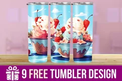 3D Cute Icecream Tumbler Wrap Designs Product Image 1