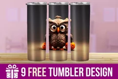 3D Halloween Owl Tumbler Wrap Designs, Sublimation Designs Product Image 1