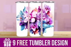 3D Watercolor Flower Splash Tumbler Wrap Designs Product Image 1
