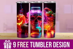 3D Halloween Pumpkin Tumbler Wrap Designs Product Image 1