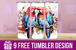 3D Parrot Watercolor Splash Tumbler Wrap Designs Product Image 1