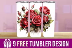3D Red Rose Tumbler Wrap Designs, Sublimation Design Product Image 1