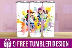 Children Watercolor Tumbler Wrap Designs Product Image 1