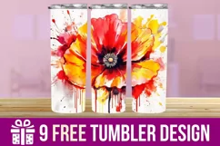 3D Flower Watercolor Splash Tumbler Wrap Designs Product Image 1