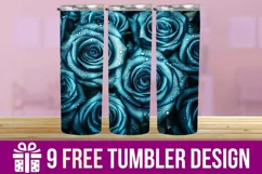 3D Cute Roses Tumbler Wrap Designs, Sublimation Designs Product Image 1