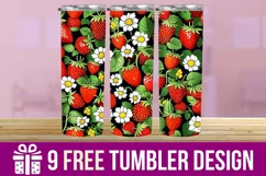3D Strawberry Tumbler Wrap Designs, Sublimation Designs Product Image 1