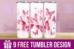 3D Butterfly Tumbler Wrap Designs, Sublimation Designs Product Image 1