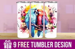 3D Parrot Watercolor Splash Tumbler Wrap Designs Product Image 1