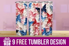 3D Butterfly Tumbler Wrap Designs, Sublimation Designs Product Image 1