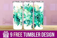 3D Cute Flowers Tumbler Wrap , Sublimation Designs Product Image 1