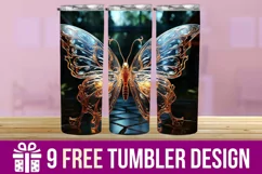 3D Butterfly Tumbler Wrap Designs, Sublimation Designs Product Image 1