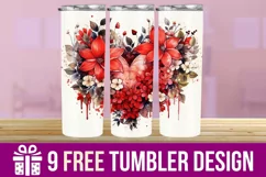 3D Floral Heart Tumbler Wrap , Sublimation Designs Product Image 1