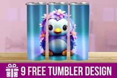 3D Cute Penguin Tumbler Wrap Designs, Sublimation Designs Product Image 1