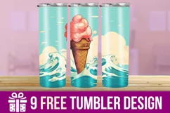 3D Cute Icecream Tumbler Wrap Designs Product Image 1