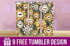 3D Daisies Flowers Tumbler Wrap Designs, Sublimation Tumbler Product Image 1