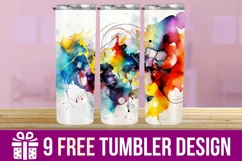 Water Color Splash Tumbler Wrap Designs, 20oz Skinny Tumbler Product Image 1