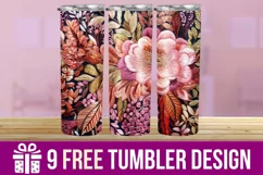 3D Cute Flowers Tumbler Wrap Designs, Sublimation Designs Product Image 1