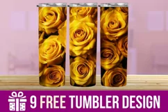 3D Yellow Flowers Tumbler Wrap Designs, Sublimation Designs Product Image 1