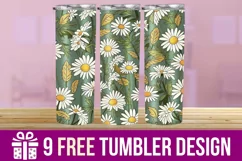 3D Daisies Flowers Tumbler Wrap Designs, Sublimation Tumbler Product Image 1
